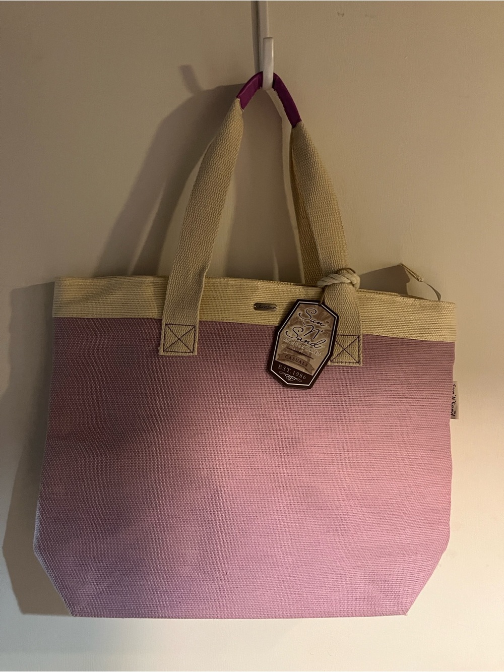 Beach-Ready Pink & Cream Tote Bag by